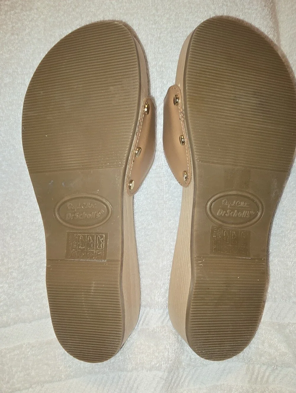Dr. Scholl’s Original VTG Pescura Tan Wood Slide Sandals Made In Italy Size 7